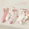 Calcetines de verano para niñas, finos y transpirables, de tubo medio, para niñas pequeñas y medianas, de algodón, para primavera y otoño.