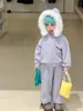 Roupas infantis Pear sugar jaqueta com capuz para menina agasalho de inverno estiloso com gola de pelo top com capuz para crianças roupas para bebê menina Classe A