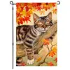 Bandera de Jardín de Acción de Gracias Transfronteriza Nueva Decoración de Otoño para Patio Bandera de Lino con Estampado de Calabaza y Hoja de Arce Bandera de Doble Cara