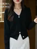 Cárdigan de Punto de Lana Nuevo para Mujer Otoño/Invierno 2026 con Cuello Apilado, Abrigo Versátil Elegante Clásico Adelgazante