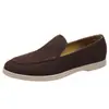 Mocasines casuales de cuero para hombre transfronterizos, zapatos slip-on de gamuza retro, mocasines perezosos estilo 'old money' para el día a día