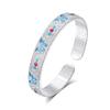 Pulseira Ferris Wheel Foot Cor Esmalte Prateado Borboleta Coração Aberto Sutra Pulseira Luxo Leve Nicho High-end Pulseira Aberta para Menina