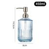 Punto Estilo de Lujo Accesible Escandinavo Patrón Vertical Transparente Cabezal de Bomba Tipo Empuje Botella de Jabón Desinfectante de Manos Botella de Vidrio Reenvasada Gel de Ducha