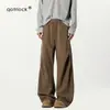 Pantalones Casuales de Pana Plisados Estilo Americano para Hombre Invierno Moda de Marca Forrados de Felpa Pantalones con Caída Sueltos Holgados de Pierna Ancha