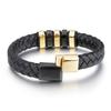 E-commerce transfronterizo Nuevo estilo étnico Pulsera de cuero de acero inoxidable Moda europea y americana Pulsera de moda para hombre de acero de titanio con hebilla magnética Joyería