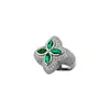 Anillo con Forma de Flor de Cuatro Hojas Transfronterizo Europeo y Americano para Hombre Hip-Hop Zirconia Microincrustada Anillo de Flor de Cuatro Hojas Venta al por Mayor