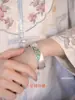 Pulseraancha de Plata Maciza 999.9 Fushi con Diseño Antiguo Pintado en Oro y Esmalte Grabado en el Interior, Simbolizando Felicidad y Bendiciones, Estilo Chino Tradicional
