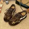 Versión Reservada ~ Aumento de Altura Interior de 4 cm Estampado de Leopardo Versátiles Zapatos de Entrenamiento Retro Moral para Mujer Otoño e Invierno 2025 Nuevos Zapatos de Carrera