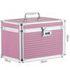 Estuche de Maquillaje de Aleación de Aluminio Rosa, Bolsa de Maquillaje Portátil, Caja de Almacenamiento para Cosméticos y Joyería, Caja de Herramientas Multifuncional para Uñas