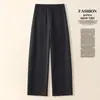 Calças casuais de lã sob medida de perna larga para mulheres, novo estilo outono e inverno, cintura alta, espessadas, corte justo, soltas, versáteis, curvas