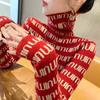 Shitijia 2024 Otoño e Invierno Cuello Alto Mujer Ajustado Interior Cuello de Pelo Tejido Suéter con Letras Prendas de Punto Base