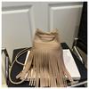 Bolsa Tote de Franjas Retrô Nova Primavera 2025 Moda Casual Casual Grande Capacidade Popular Bolsa Mensageiro Bolsa de Ombro