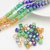 Contas Quadradas de Vidro Lapidado Cubo de Açúcar 6mm Arco-Íris Fantasia Colorido Estéreo Contas Soltas Acessórios para Pulseiras Brincos Colares Joias DIY