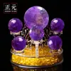 Al por mayor bola de cristal rosa blanco morado amarillo decoración de matriz de Siete Estrellas piedra cruda natural pulida cristal colorido regalo para el hogar y la oficina