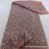 Nueva tela de bordado con cuentas de fondo de malla, accesorios de ropa de estilo étnico, tela de bordado de encaje africano, tela de tela