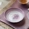 Dinastia Tang e Song Gradiente Roxo Cerâmica Arita Flor de Rosa Pintada à Mão Suporte de Panela de Cerâmica Acessórios para Cerimônia do Chá Bandeja Seca de Chá para Casa Bandeja de Lanches de Chá