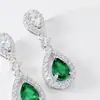 Pendientes de Plata S925 de Alta Venta Transfronteriza, Super Brillantes, Esmeralda Cultivada, Pendientes de Gota de Agua de Lujo Accesible de Moda para Mujer