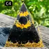 Pirâmide de bola de cristal natural de 8cm Ornamento de mesa de escritório europeu e americano Artesanato de pirâmide de resina para yoga e meditação