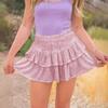 Falda corta de lentejuelas de verano para mujer, estilo amazónico europeo y americano, moda casual, dulce, plisada, de color liso, sexy con lentejuelas