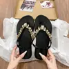 Chanclas de Goma con Suela Gruesa y Pedrería para Mujer, Calzado de Verano para Exteriores, Pantuflas Antideslizantes de Moda, Sandalias de Playa de Verano para Mujer, Estilo Nuevo