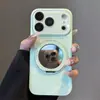 Cristal tipo Hielo Adecuado para iPhone 17 Pro Max Funda Anticaídas para Teléfono con Espejo Giratorio y Soporte Magnético para Serie Apple 16