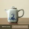Color Bajo Vidriado Kiln Ge Cerámica Pura Pintada a Mano Tetera Cerámica Creativa Olla Xishi con Asa Tetera Individual Juego de Té Kung Fu Gama Alta