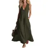 Vestido Casual de Color Sólido con Bolsillo de Parche y Cuello en V Profundo, Nuevo Europeo y Americano Transfronterizo, Sitio Independiente de Amazon, Primavera/Verano 2026