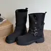 Design Plus Size Senso Retro Fivela Estilo Britânico Botas de Tornozelo Cavaleiro 2026 Outono/Inverno Novo Solado Grosso Versátil Botas Martin