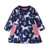 Vestido de Manga Comprida para Meninas Roupa Infantil Crianças de Tamanho Pequeno e Médio Vestido de Princesa Infantil Europeu e Americano Malha Estampado Vestido A para Meninas