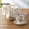Conjunto de Xícara e Pires de Cerâmica Estilo Europeu, Conjunto de Café para Chá da Tarde, Xícara e Pires de Café Estilo Europeu Banhados a Ouro de Luxo Leve