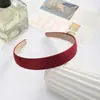 Faixa de cabelo de cetim estilo coreano, 2,5 cm de largura, cor sólida macaron, acessório de cabelo elegante com borda larga totalmente coberto de tecido