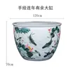 Jingdezhen Cerámica Pintada Acuario Tamaño Grande Planta Acuática Nenúfar Loto Tanque Pintado a Mano Decoración de Sala de Estar Tanque de Agua de Jardín Venta al por Mayor