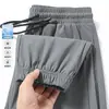 Verão 2025 Novo Cor Sólida Masculino Sensação Fresca Calça Jogger Perna Reta Longa Esportiva Secagem Rápida Calça Cropped Versátil Casual