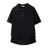 Camisa Polo de Punto de Color Sólido Estilo Old Money para Hombre, Modelo Verano 2026, Cuello Campana, Camiseta Ligeramente Madura de Manga Corta para Negocios, Ropa para Hombre para el Trayecto al Trabajo