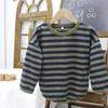 Camiseta Infantil Otoño 2026 Camiseta Básica para Niños Estilo Coreano Tendencia Ins Cuello Redondo Rayas Top para Bebés Versátil