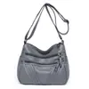 Bolso Cruzado para Mujer de Nueva Colección 2026 Tendencia Callejera Madre de Mediana Edad Cuero Lavado PU Gran Capacidad Doble Capa Bolso Cruzado