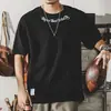 Camiseta Bordada de Manga Curta Masculina Tamanho Grande, Nova de Verão Casual com Estampa de Letras Estilo Americano Oversized Solta