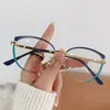 Armações de Óculos Coloridas Anti-Luz Azul Estilosas Europeias e Americanas Armação Oval de Metal Fofa Lentes Planas Óculos Femininos Estilo Doce