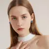 Ins pendientes de botón cuadrados de imitación de mármol retro europeos y americanos de lujo ligero sentido de alta gama moda ear cuffs pendientes fábrica de origen mujeres