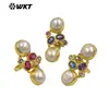 MR042 nuevo estilo en el nuevo color perla largo incrustación de circonita chapado en oro de 18 quilates anillo para mujer exportación venta caliente