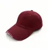 Boné de Baseball Retro Americano com Design Desgastado e Desfiado, Cor Sólida Unissex Estilo Novo, Marca Tendência Versátil e Afina o Rosto