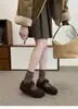Zapatos Birkenstock de suela gruesa para mujer con aumento de altura interior, zapatos Mary Jane grises forrados de felpa con pelo, zapatos de lana y algodón estilo coreano para uso exterior en invierno