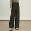 Calça Preta Feminina Estilo Coreano, Calça de Terno Lã Grossa Personalizada Outono e Inverno, Calça Casual Fluida, Estilo Reto Grosso