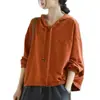 Camisa fina con capucha para mujer 2026 nuevo estilo, artística, moderna, casual, sin botones, tie-dye, color liso, manga larga