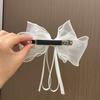Estilo Super Fada Renda Organza Laço Multicamadas Presilha de Primavera Fita de Pérola Elegante Estilo Mori Acessórios de Cabelo para Dama Grampo de Cabelo