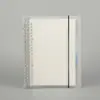 Banda Elástica Libro de Registro de Hojas Sueltas Clip Metálico Negro Transparente Libro en Inglés Cuadrado Cuaderno de Mano Cornell Página Separadora de Cuatro Colores