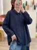 Camisa de Algodón Puro Bordada Nueva Otoño 2026 Moda Artística Vintage Casual Holgada de Botones Abiertos Manga Larga para Mujer