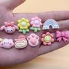 Accesorios de resina para niña con lazo de girasol arcoíris de cara brillante, accesorios de pegamento en crema para bricolaje, material para funda de teléfono móvil con gotas de gel
