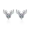 Pendientes de Botón Imitación Moissanita de Moda para Mujer, Pendientes de Plata de Ley S925 con Zirconia en Forma de Corazón, Seis Garras, Estilo Ins
