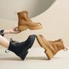 Botas Personalizadas 2025 Novo Estilo Botas Martin para Mulheres, Couro de Vaca, Estilo Britânico, Solado Grosso, Petite, Retrô, Botas Curtas Versáteis